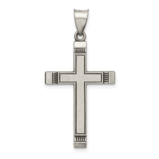925 Sterling Silver Antiqued, Polished and Brushed Latin Cross Pendant QC8260