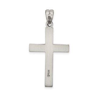 925 Sterling Silver Antiqued, Polished and Brushed Latin Cross Pendant QC8261