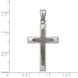 925 Sterling Silver Antiqued, Polished and Brushed Latin Cross Pendant QC8261