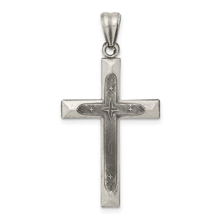 925 Sterling Silver Antiqued, Polished and Brushed Latin Cross Pendant QC8261