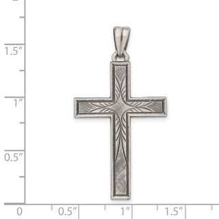 925 Sterling Silver Antiqued, Polished and Brushed Latin Cross Pendant QC8262