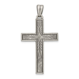 925 Sterling Silver Antiqued, Polished and Brushed Latin Cross Pendant QC8262