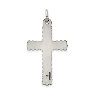 925 Sterling Silver Antiqued, Textured and Brushed Latin Cross Pendant QC8263
