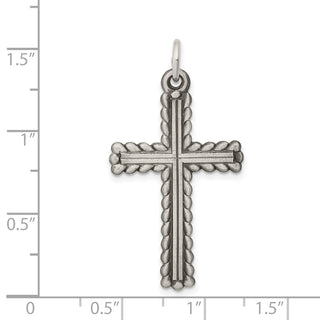 925 Sterling Silver Antiqued, Textured and Brushed Latin Cross Pendant QC8263