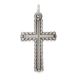 925 Sterling Silver Antiqued, Textured and Brushed Latin Cross Pendant QC8263