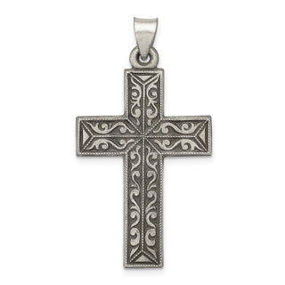 925 Sterling Silver Antiqued, Polished and Brushed Latin Cross Pendant QC8265