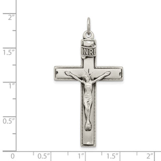 925 Sterling Silver Inri Crucifix Cross with Prayer Pendant