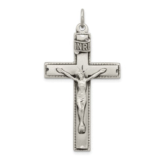 925 Sterling Silver Inri Crucifix Cross with Prayer Pendant
