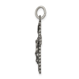 925 Sterling Silver Antiqued and Brushed Inri Crucifix Pendant QC8300