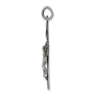 925 Sterling Silver Antiqued, Textured and Polished Inri Crucifix Pendant