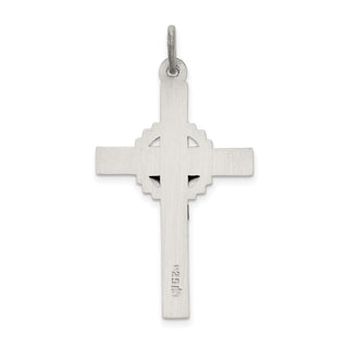 925 Sterling Silver Antiqued, Textured and Polished Inri Crucifix Pendant