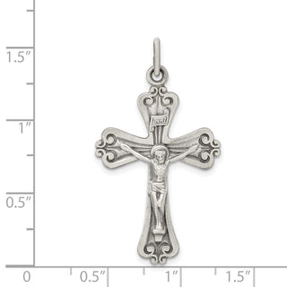 925 Sterling Silver Antiqued and Brushed Inri Crucifix Pendant QC8329