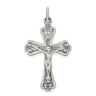 925 Sterling Silver Antiqued and Brushed Inri Crucifix Pendant QC8329