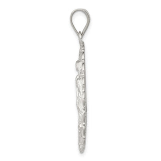 925 Sterling Silver Polished Religious Ruffled Circle Pendant