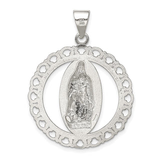 925 Sterling Silver Polished Religious Ruffled Circle Pendant