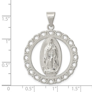 925 Sterling Silver Polished Religious Ruffled Circle Pendant