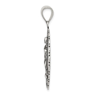 925 Sterling Silver Antiqued Religious Ruffled Circle Pendant
