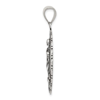 Sterling Silver Religious Ruffled Circle Pendant - Antiqued