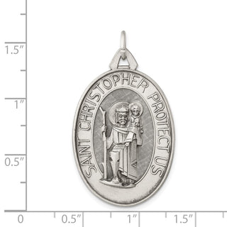Sterling Silver Antiqued Satin St. Christopher Medal Pendant