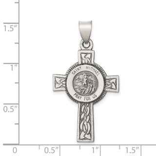925 Sterling Silver Antiqued, Textured and Polished St. Michael Pendant