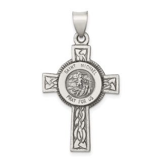 925 Sterling Silver Antiqued, Textured and Polished St. Michael Pendant