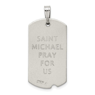 925 Sterling Silver Antiqued Dog Tag Saint Michael Pendant