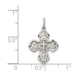 925 Sterling Silver Antiqued Mini 4-Way Medal Cross Pendant