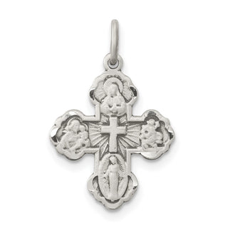 925 Sterling Silver Antiqued Mini 4-Way Medal Cross Pendant