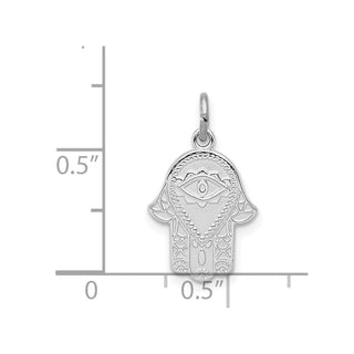 Rhodium-Plated 925 Sterling Silver Polished Chamseh/Hamsa Pendant