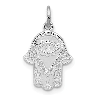 Rhodium-Plated 925 Sterling Silver Polished Chamseh/Hamsa Pendant