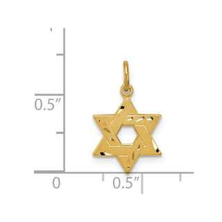 Sterling Silver Gold-tone Engraved Small Jewish Star Pendant