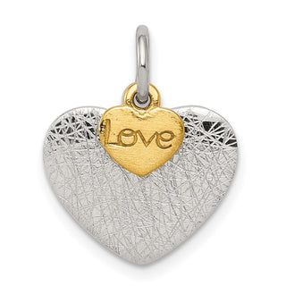 Sterling Silver Gold-Plated Textured Love Charm