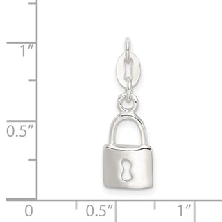 Sterling Silver Polished Lock and Key Charm QC8510
