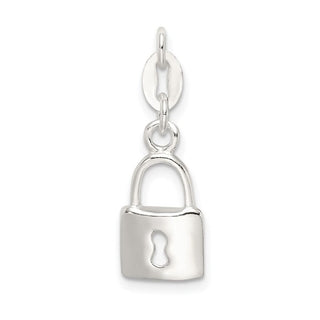 Sterling Silver Polished Lock and Key Charm QC8510