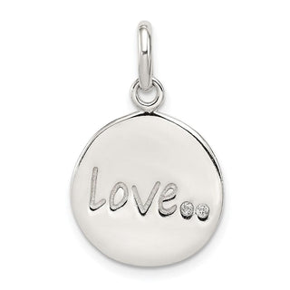 Sterling Silver Polished And Shiny-Cut Love CZ Charm