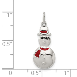 Sterling Silver Polished Enamel Snowman Charm QC8599