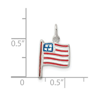 Sterling Silver Polished Enamel American Flag Charm