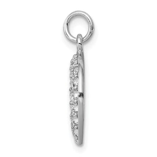 Sterling Silver Rhodium-Plated Horseshoe w/Synthetic Crystal Charm