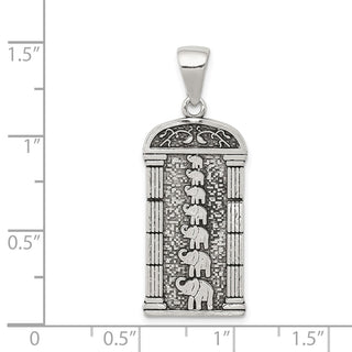 Sterling Silver Antiqued Stacked Elephants Pendant