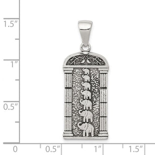 Sterling Silver Antiqued Stacked Elephants Pendant