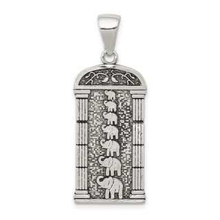 Sterling Silver Antiqued Stacked Elephants Pendant