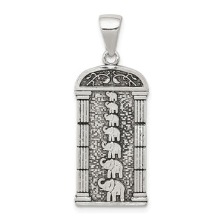 Sterling Silver Antiqued Stacked Elephants Pendant