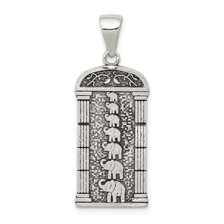 Sterling Silver Antiqued Stacked Elephants Pendant