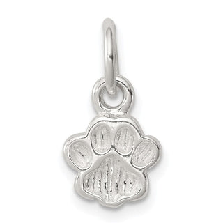 Sterling Silver Polished and Textured Paw Print Charm QC8873