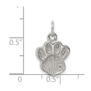 Sterling Silver Polished and Textured Paw Print Charm QC8875