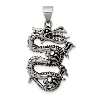 Sterling Silver Antiqued Dragon w/Tongue Out Pendant