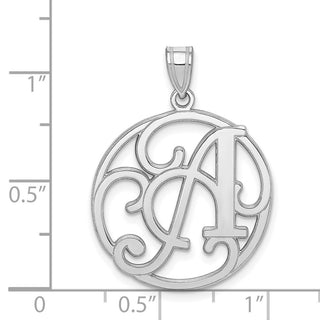 Sterling Silver Rhodium-plated Fancy Script Initial A Pendant