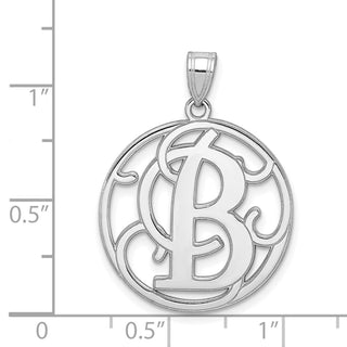 Sterling Silver Rhodium-plated Fancy Script Initial B Pendant