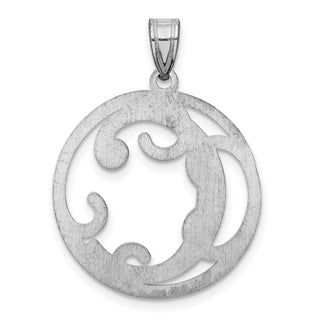 Sterling Silver Rhodium-plated Fancy Script Initial C Pendant