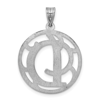 Sterling Silver Rhodium-plated Fancy Script Initial D Pendant